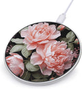 Peony Flowers Rose Wireless Charger Fast Wireless Charging Pad with USB Cable 10W Anti-Slip Magnetic Wireless Charger Portable Slim Charger Puck Travel Charging Station