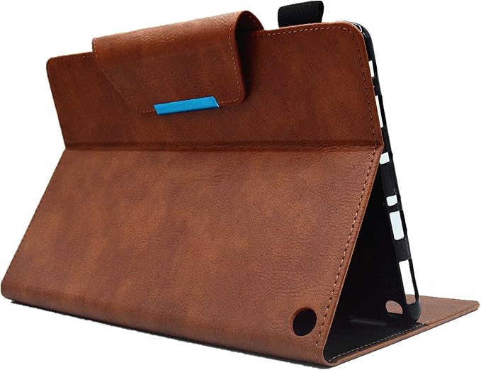 Folio Case for Amazon Kindle Fire HD 8/Fire HD 8 Plus (12th/10th Generation 2024/2022/2020) 8 UUcovers PU Leather Magnetic Smart Cover with Stand/Pencil Holder/Pockets [Auto Sleep/Wake] Brown