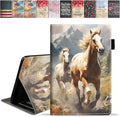 Case for Amazon Kindle Fire 7 Tablet (7 9th/7th Generation 2019/2017 Release) Slim PU Leather Cover with Card Slot &amp Auto Wake/Sleep Running Horse