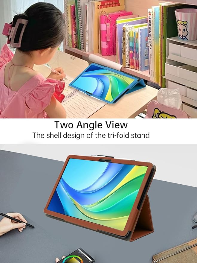 Case for DOOGEE Tab E3 Max Android 15 Smart Tablet 14 inchWUNIAK Premium Leather Business Folio Stand Cover for DOOGEE Tab E3 Max Android 15 Smart Tablet 14 inch with Hand Strap for TabletBrown
