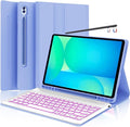 Keyboard Case for Samsung Galaxy Tab S10 FE / S10 Lite 10.9 Inch S9 FE Smart Backlit Keyboard case with Pen Holder for Tab S9 S8 S7 11 Purple
