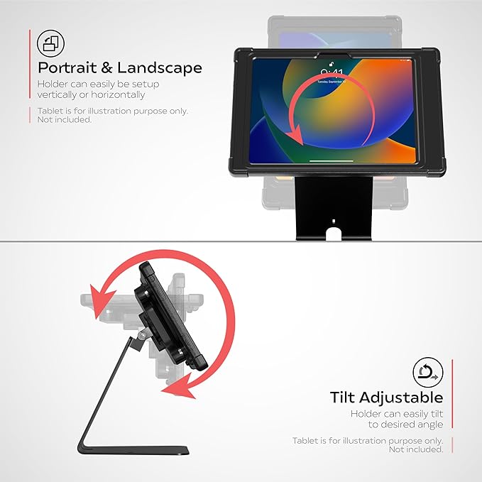 CTA Digital Wireless Security Kiosk VESA Quick Release Security Kiosk with Wireless Inductive Charging Case for iPad 10th Generation 10.9-inch &amp More 10.9-inch Tablets - Black (PAD-ICCTKS109)