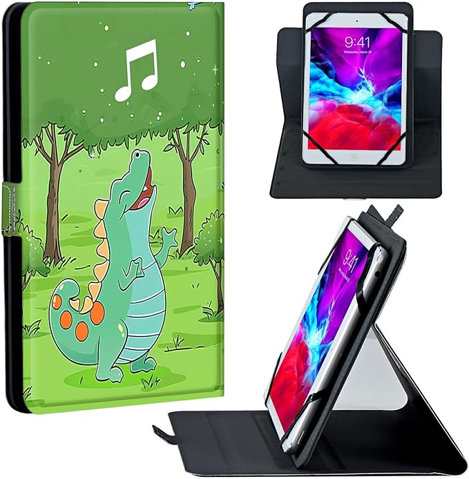 Universal Case for 2024 10 Inch Android 14 Tablets with Octa-Core Lightweight Flip Stand and Adjustable Protective Cover Case for 9 - 10.5 Touchscreen Tablet Dinosaur
