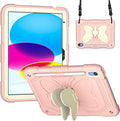 Dteck iPad A16/10th Generation 2025/2022 Case with Kickstand Butterfly Wings Pencil Holder Heavy Duty Hard Rugged Protective Kids Girls Cover for iPad 10th Gen 10.9 Inch 2022Pink+Beige