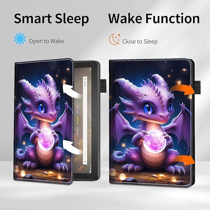 Case for All-New Amazon Fire HD 10 and 10 Plus Tablet (13th/11th Generation 2023/2021 Release) 10.1 - Slim Fit Standing Cover with Auto Sleep/WakePurple Baby Dragon