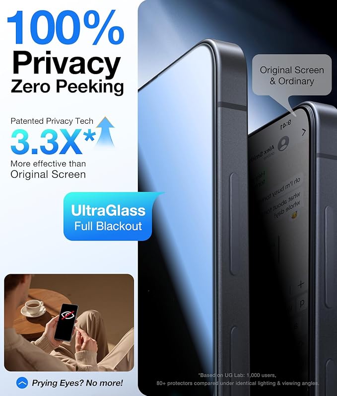 UltraGlass TOP 9H+ Armor for Samsung Galaxy S26 Ultra Privacy Screen Protector [NO.1 Military Grade Shatterproof] Galaxy S26 Ultra Screen Protector Privacy Glass S26ultra [100% Anti-Spy] 2 Pack