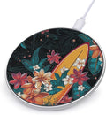 Surfboard and Flowers Wireless Charger Fast Wireless Charging Pad with USB Cable 10W Anti-Slip Magnetic Wireless Charger Portable Slim Charger Puck Travel Charging Station
