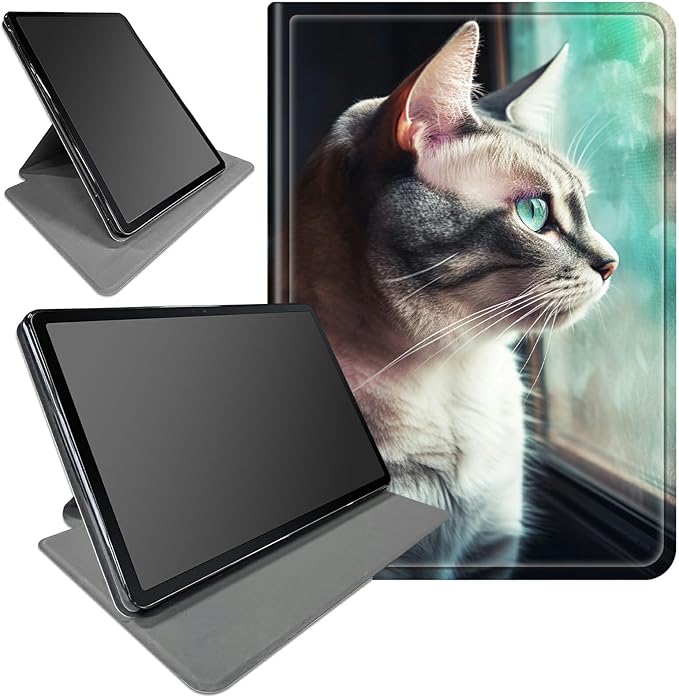 Case for Samsung Galaxy Tab S8 2022/Tab S7 2020 11 Inch (Model SM-X700/X706/T870/T875/T878) Cat Window Theme 360 Degree Rotating Stand Smart Protective Cover for Samsung S7 Tablet