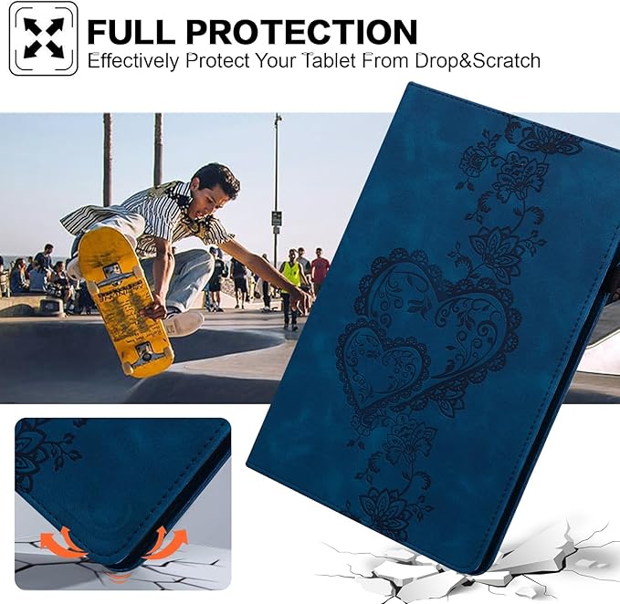 Case for Lenovo Tab Plus 11.5 Inch 2024 Embossed Premium PU Leather Case with Stand/Pencil Holder/Card Slots/Elastic Band for 11.5 Lenovo Tab Plus 2024 Release-Dark Blue