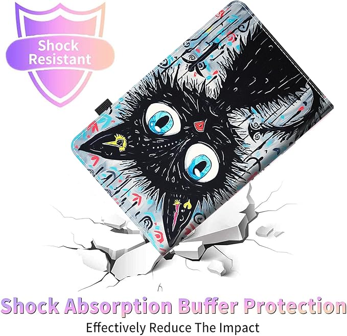 Case for All-New Amazon Kindle Fire HD 8 &amp 8 Plus Tablet (12th Generation/10th Generation 2022/2020 Release) 8 Durable Shockproof Protective CoverBlack Cat
