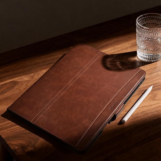 Handcrafted Case for iPad Pro 11 Inch M5 2025/M4 2024 with Pencil Holder &amp Hand Strap &amp PocketAuto Sleep/WakeMagnetic ClosureMulti Angles Stand CoverProtective Folio PU LeatherDark Brown