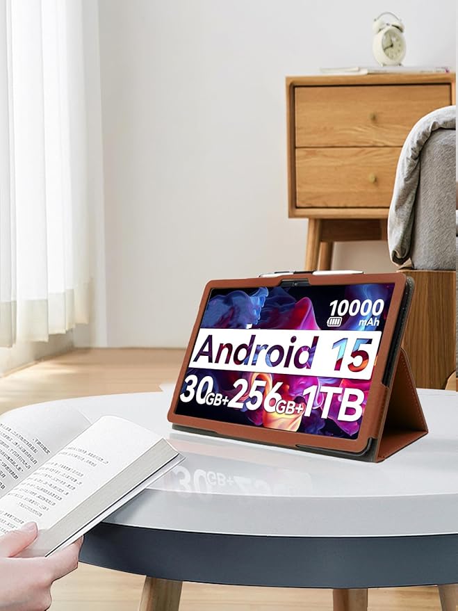 for Urao G140L 2025 14 Inch Android Tablet CaseBOVUGAC Folding Stand Protective Cover with Pencil Holder and Wrist StrapFull Protection Premium PUScratch Resistant(Brown)