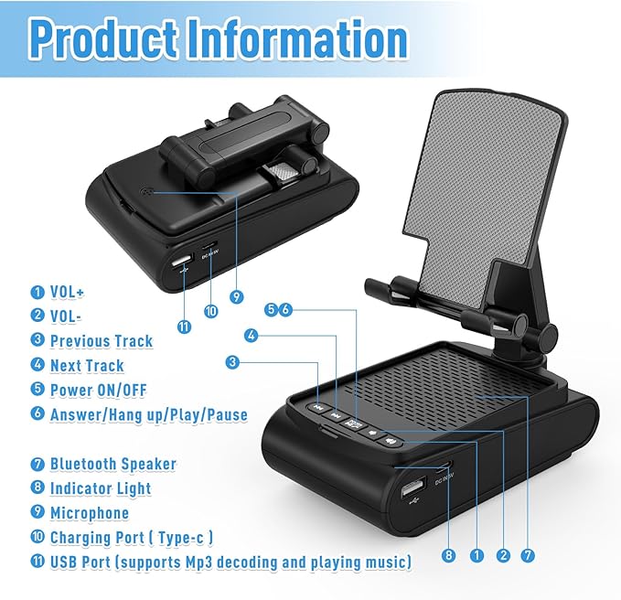 Birthday Gifts for Men Him Cell Phone Stand with Wireless Bluetooth Speaker and Charging Function 360° Rotable Angle Adjustable Unique Mens Gifts for Dad Husband Boyfriend Cool Gadgets for Men