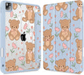 May Chen for iPad Pro 11 inch M2 4th Generation 2022 iPad Pro 11 3rd/2nd/1st Gen Built-in Pencil Holder with Shockproof Cover Clear Transparent Back Shell Auto Wake/Sleep Cute Teddy Bear