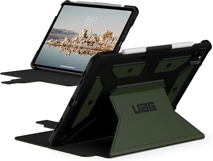 URBAN ARMOR GEAR UAG Designed for iPad Air 10.9 inch Case iPad 5th Generation 2022 Case Green Olive Rugged Smooth Exterior Multi-Angle Viewing Folio w/Pencil Holder Metropolis SE Protective Cover