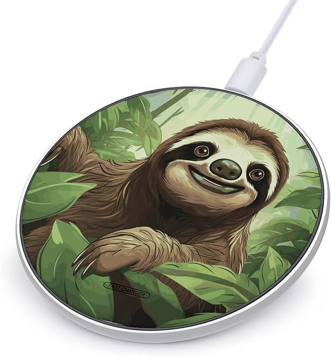 Sloths Background Wireless Charger Fast Wireless Charging Pad with USB Cable 10W Anti-Slip Magnetic Wireless Charger Portable Slim Charger Puck Travel Charging Station
