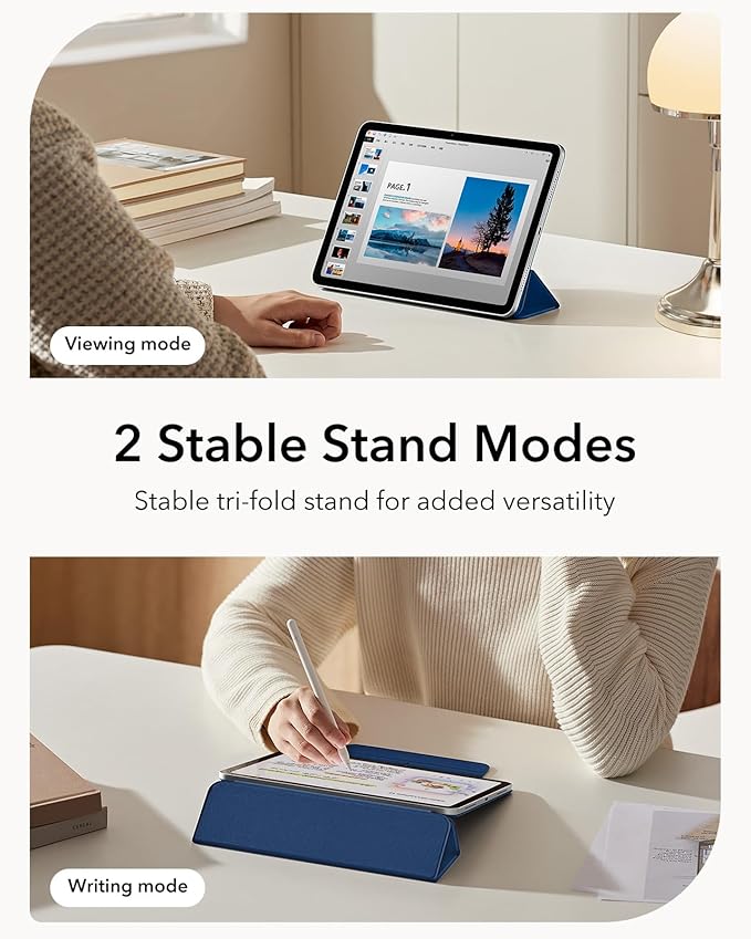 ESR for iPad Air 13 Inch Case M4/M3/M2 (2026/2025/2024) iPad Pro 12.9 Case Powerful Magnetic Attachment Slim Trifold Stand Case Supports Pencil Pro &amp Pencil (USB-C) Rebound Series Dark Blue