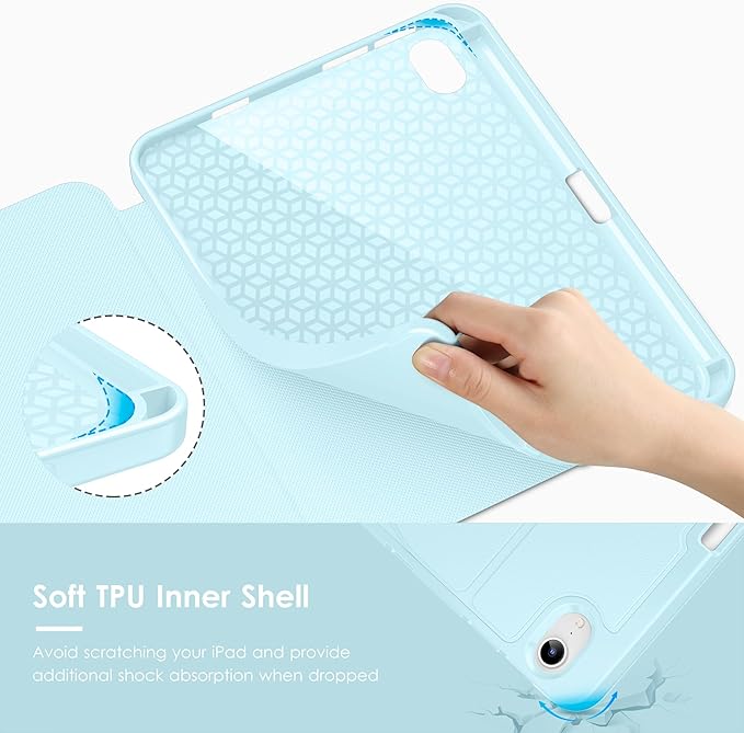 VIKESI Case for iPad iPad mini 7 (A17 Pro) and iPad mini 6Multiple Angles Magnetic Stand CoverShockproof Soft BackPencil Holderand Auto Sleep/WakeIce Blue