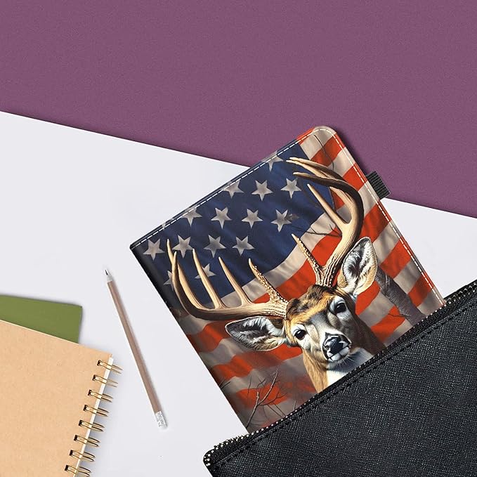 Case for All-New Amazon Kindle Fire HD 10 Tablet (13th/11th Generation 2023/2021 Release) and Fire HD 10 PlusSlim Fit Foldable Standing Cover Case with Auto Sleep/WakeAmerican Flag Deer
