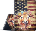 Case for iPad 10.2-Inch (2021/2020/2019 Model9/8/7 Generation)Adjustable Stand Auto Wake/Sleep Function Full Body Protection Cover - American Flag Cow