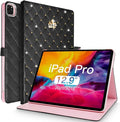 for iPad Pro 12.9 Inch Case 6th/5th/4th/3rd Generation (2022/2021/2020/2018)Crown Diamond Bling Cute PU Leather Smart Auto Sleep/Wake Stand Shockproof Protective Case for iPad 12.9InchBlack