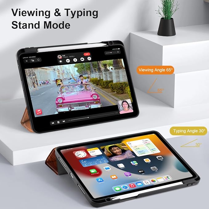 MEEgoodo for iPad Pro 12.9 Case M2 6th/5th/4th/3rd Generation 2022 2021 2020 2018 with Pencil Holder Tablet Cover with Soft TPU Back Shell Tree Rings