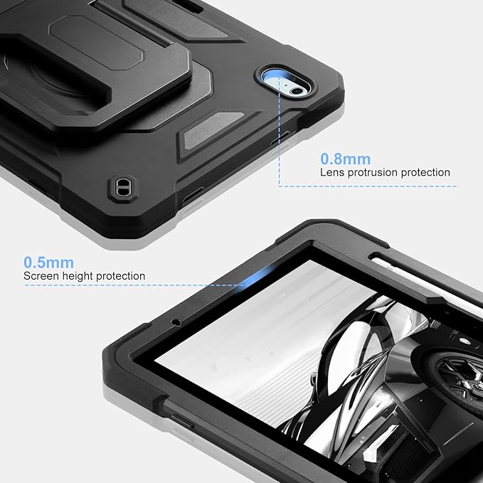 MARKILL for iPad Air 11 Case (M3) 2025/ iPad Air 11 Case 2024 (M2) with Pen Slot/360 Rotating Grip Magic StandKeychain/Shoulder StrapFull-Body Rugged Cover for iPad Air 6th Generation (Black)