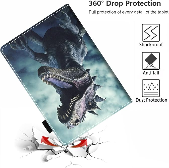 Case for All-New Amazon Fire HD 10 &amp 10 Plus Tablet 10.1 (13th/11th Generation 2023/2021 Release) Slim PU Leather Stand Cover with Card Slot &amp Auto Wake/Sleep - Dinosaur