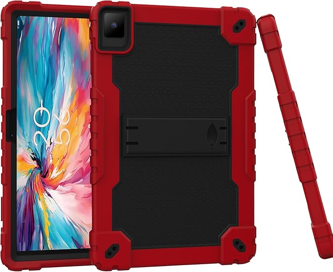 for TCL TAB 10 NXTPAPER 5G 10.4 Inch Tablet case Hybrid Shockproof Silicone Gel Protective Cover with Kickstand for TCL TAB 10 NXTPAPER 5G 10.4 Inch 2025 (9199S) (Red/Black+2 PCS Glass)