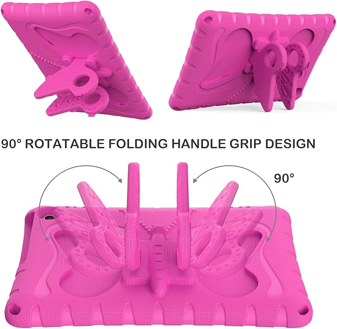 Kids Case Compatible with Kindle Fire HD 10 Tablet (13th/11th Generation 2023/2021 Release) Lightweight Shockproof Case EVA Foam Cover with Shoulder Strap &amp Stand Cover for Boys Girls(Rose Red)