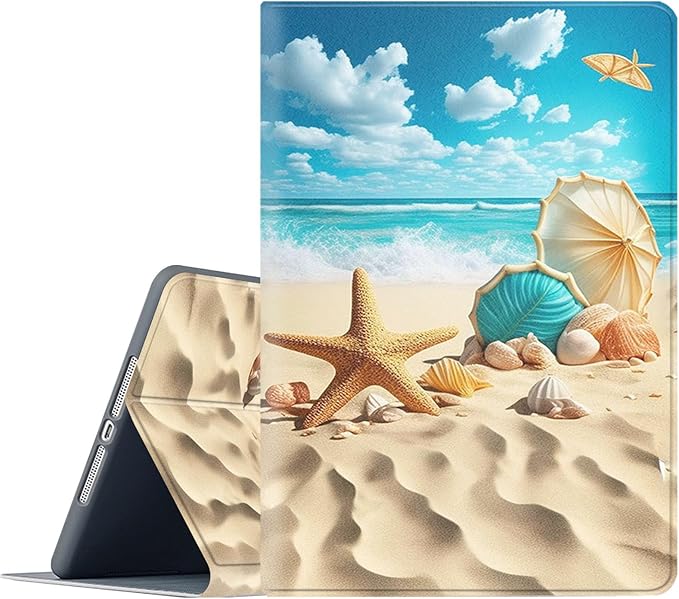 Case for iPad Pro 13 Inch M4 (iPad 7th Generation 2024)Adjustable Stand Auto Wake/Sleep Function Full Body Protection Cover - Summer Beach