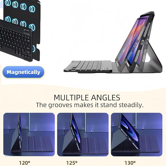 Keyboard Case for iPad (A16) 11th/10th Generation 11 Inch/10.9 Inch iPad (2025/2022) Tablet Case with Pen Slot Detachable Keyboard with Mouse.(Black)