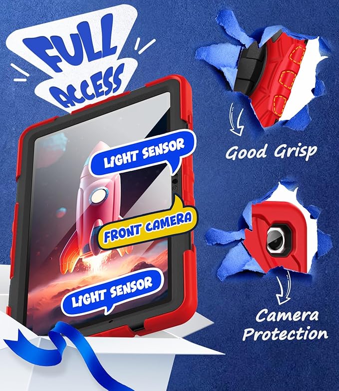 Grifobes Case for Samsung Galaxy Tab A11+ / A9+ Plus 11 inch 2026/2024 Full Body Protection with Screen Protector/Rotating Stand Hand/Shoulder Strap for 11” Tablet Cover Red+Black