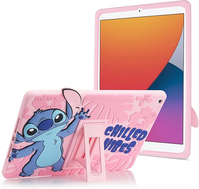 Disney Lilo and Stitch Kids Case for iPad - 9th Generation iPad Case iPad 8th Generation Case iPad 7th Generation Case - 10.2 2019/2020/2021 - Tablet Cover with Stand Shockproof Silicone