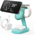 3 in 1 Wireless Charger Charging Station for iPhoneQi2 Certified 15W Magnetic Charging Stand for Mag-Safe with 30W USB C Adapter&ampFriendly Night Light for iPhone 16/15/14/13/12Apple WatchAirPods