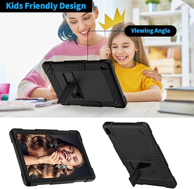 for Onn 10.1 inch Tablet Case 2024for Onn 10.1 Tablet Case Gen 4 Shockproof Rugged Kids Cover with Screen Protector Shoulder Strap for Walmart 10.1 (2024 Model:100135925)(Black+2Pcs)