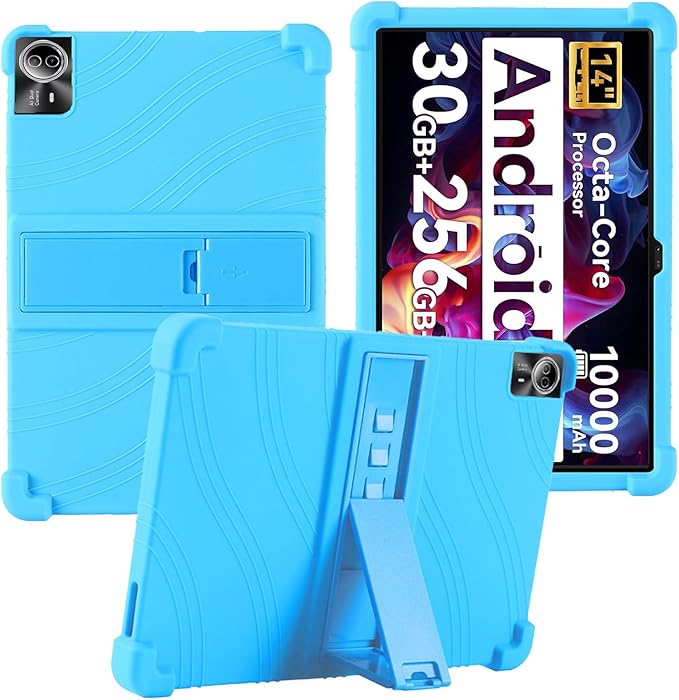 for Urao G140L 14 Inch Tablet CaseBOVUGAC Soft Silicone Adjustable Stand Shockproof Kids Friendly for Higrac G140L 14 Tablet(SkyBlue)