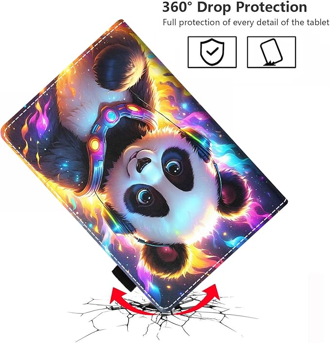 Case for Amazon Kindle Fire HD 10 &amp 10 Plus Tablet 10.1 (13th/11th Generation 2023/2021 Release) - Premium PU Leather Cover with Auto Sleep Wake Cute Panda