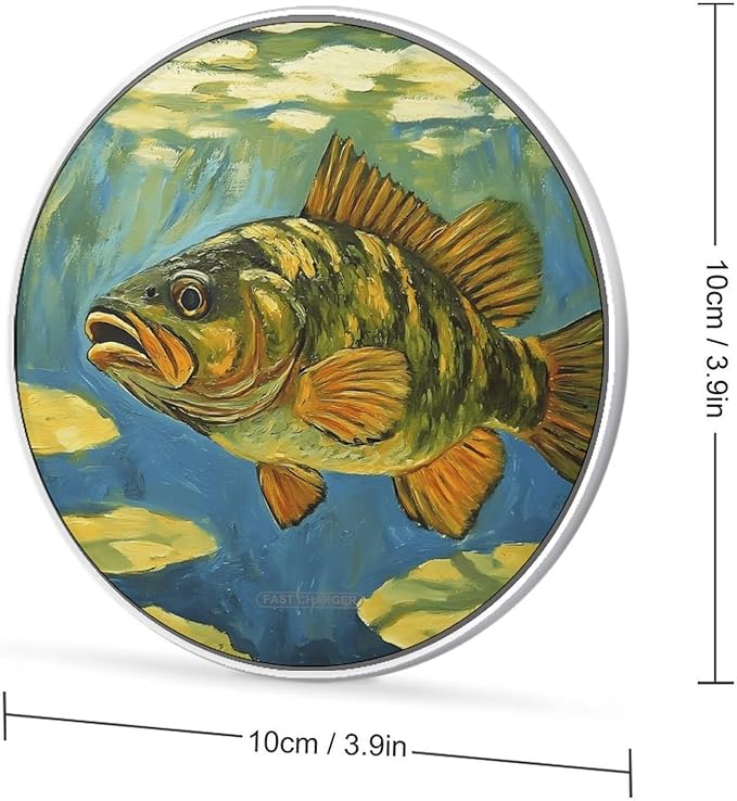 Underwater Bass Fish Phone Charger Magnetic Charging Pad Anti-Slip with USB Cable