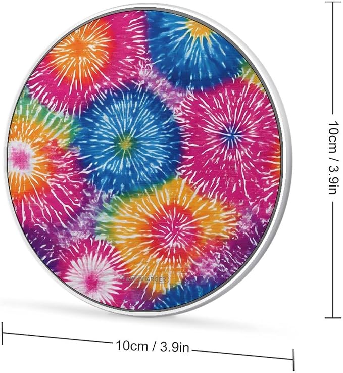 Circular Tie-Dye Fireworks Phone Charger Magnetic Charging Pad Anti-Slip with USB Cable