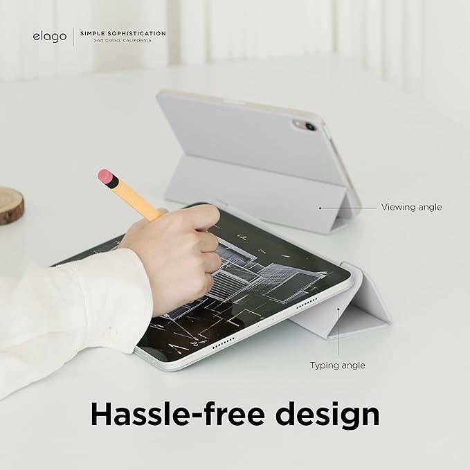 elago Case for iPad Air 13(M4 M3 M2) / Pro 12.9(3rd 4th 5th 6th) -iPad Case with Magnetic Attachment to Metal MaterialsCompatible with Apple iPad Pencil and elago’s Pencil case (Light Grey)