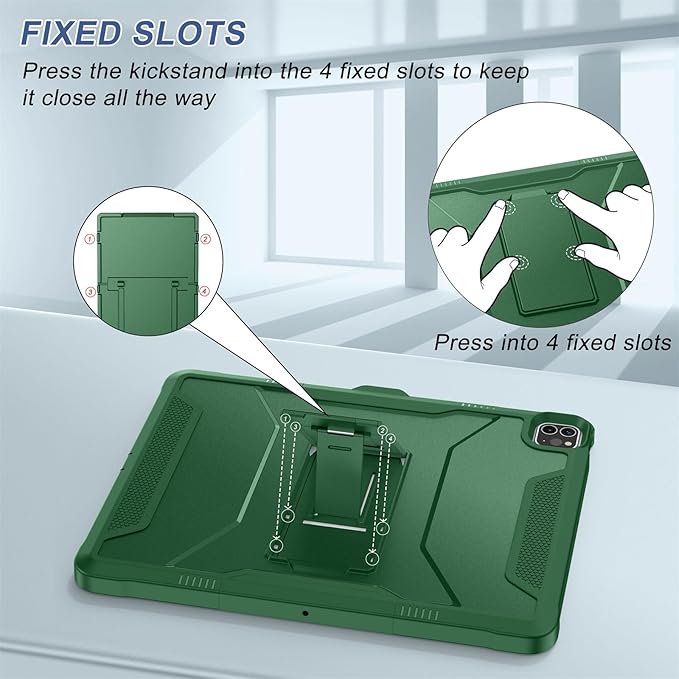 Soke Case for iPad Pro 12.9 Inch 6th/5th/4th Generation(2022/2021/2020 Release) Rugged Shockproof Protective Cover with Built-in Kickstand for Apple iPad Pro 12.9 - Alpine Green