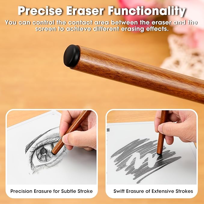 Stylus Pen for Kindle Scribe Pen &amp Remarkable 2 Pen Wooden Stylus Pencil Styluses Pen with Eraser Tilt Support &amp Palm Rejection 3 Replacement Pen Tips No Bluetooth Needed