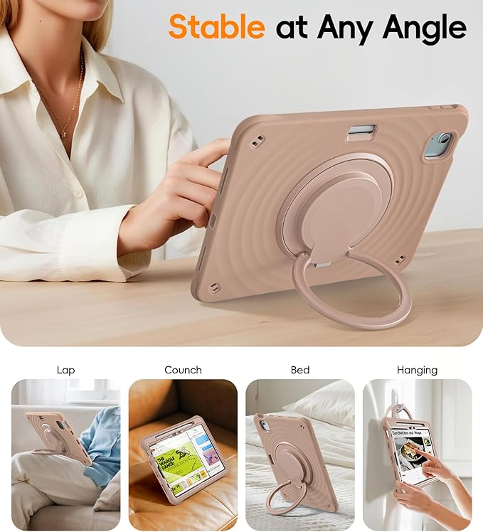 BATYUE Case for iPad Air 11-inch M4(2026)/ M3(2025) / M2(2024) iPad Air 5th/4th 10.9 inch(2022/2020) iPad Pro 11 4th/3rd/2nd/1st Cover with Class Screen Protector Kickstand &amp Pencil Holder La