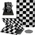 for Amazon Fire 7 Tablet Case (12th Generation2022 Release)360 Degree Rotating Swivel PU Leather Stand Folio Cover with Auto Wake/Sleep for Amazon Fire 7 Kids TabletBlack White Checkere