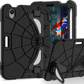 Kids Case for iPad mini 7 A17 Pro 2024/ Mini 6 8.3 inch Spider Case for iPad mini 7th 6th Generation Shockproof Durable Full Protective Cover with Pencil Holder Kickstand (Black+Black)