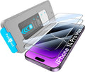 2 Pack HD Clear Screen Protector for iPhone 14 Pro Max 9H+ Tempered Glass Anti-Scratch Film Easy Installation Auto Alignment Dust Removal Military-Grade Protection Bubble-Free