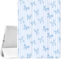 JOYLAND White Pad Case for iPad Air 4/Air 5 Gen 10.9(2020/2022)with Pencil Holder-Auto Wake/SleepStripes&ampBlue Bow Pattern Anti-Scratch Shockproof Premium Folio Stand Case for iPad Air 11''(2024