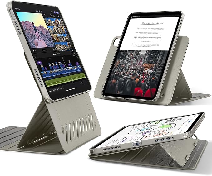 ESR for iPad A16 Case iPad 11th/10th Generation Case (2025/2022) Removable Magnetic Cover Adjustable Portrait/Landscape Stand with Raised Screen View 9 Standing Angles Titanium