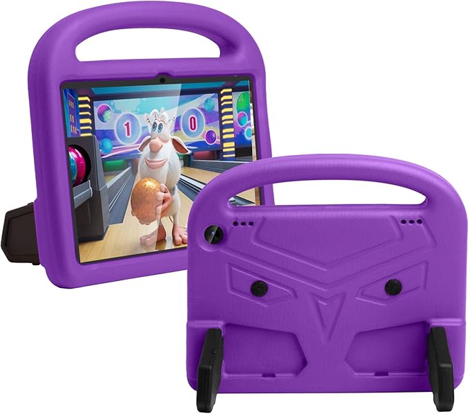 Kids Case for Amazon Fire HD 8/8 Plus (12th/10th Gen 2024/2022/2020) Techcircle Child Proof EVA Foam Shockproof Handle Stand Carrying Case Cover Purple